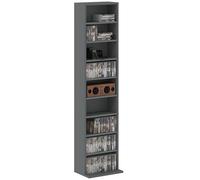 HOMCOM 260 CD/120 DVD Storage Unit, Blu-ray Media Storage Shelf with 9 Compartments and 6 Adjustable Shelves, CD Tower for Living Room, Bedroom, Office, Gris