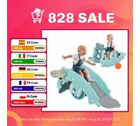 HOMCOM 3 en 1 Balancín Tobogán Niños Aro de Baloncesto Set de Juegos Multifuncional +3 Años con Forma de Rana Delfín 72x34x47 cm Verde Aosom España