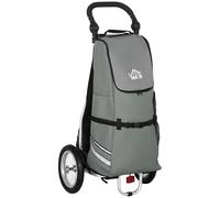 HOMCOM 3-en-1 Carrito de Compras Carro de la Compra Remolque para Bicicleta Carretilla, 53x43x110 cm, Gris y Plata Aosom España