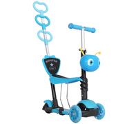 HOMCOM 3 en 1 Patinete para Niños de +18 Meses Scooter de 3 Ruedas con Asiento Extraíble Manillar Altura Ajustable 62x25x72,5 cm Azul Aosom España