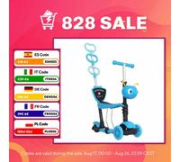 HOMCOM 3 en 1 Patinete para Niños de +18 Meses Scooter de 3 Ruedas con Asiento Extraíble Manillar Altura Ajustable 62x25x72,5 cm Azul Aosom España