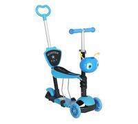 HOMCOM 3 en 1 Patinete para Niños de +18 Meses Scooter de 3 Ruedas con Asiento Extraíble Manillar Altura Ajustable 62x25x72,5 cm Azul Aosom España