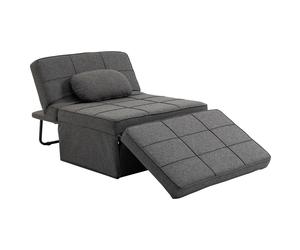 HOMCOM 3 en 1 Sofá Cama Individual Respaldo Reclinable Convertible en Reposapiés para Salón Dormitorio 95x189x43 cm Gris Aosom España