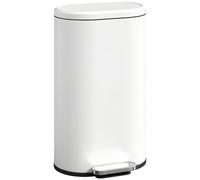 HOMCOM 30L Cubo Cocina 90° Tapa Abierta Estrecha Rectangular Pedal Crema