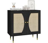 HOMCOM 31" Aparador con Estante Ajustable, Frente de ratán, Negro