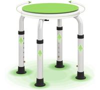HOMCOM 360° Asiento Giratorio Taburete Ducha Altura Ajustable Verde | Silla de ducha, marco de aluminio, pies antideslizantes, soporte seguro, asistencia en el hogar