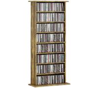 HOMCOM 360 CD/185 DVD Storage Unit, 185 Blu-ray Media Storage Shelf with 8 Compartiments and 6 Adjustable Shelves, CD Tower for Living Room, Bedroom, Office, Rustic Brown