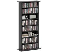HOMCOM 360 CD/185 DVD Storage Unit, 185 Blu-ray Media Storage Shelf with 8 Compartments and 6 Adjustable Shelves, CD Tower for Living Room, Bedroom, Office, Black