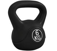 HOMCOM 4/6/8/10/12/14 kg Pesa Rusa Kettlebell Mango Ancho Base Plana Negro | Revestimiento de Plástico, Relleno de Arena, para Entrenamiento Culturismo, en Casa, Gimnasio