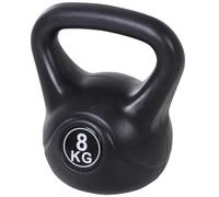 HOMCOM 4/6/8/10/12/14 kg Pesa Rusa Kettlebell Mango Ancho Base Plana Negro | Revestimiento de Plástico, Relleno de Arena, para Entrenamiento Culturismo, en Casa, Gimnasio