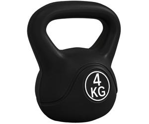 HOMCOM 4/6/8/10/12/14 kg Pesa Rusa Kettlebell Mango Ancho Base Plana Negro | Revestimiento de Plástico, Relleno de Arena, para Entrenamiento Culturismo, en Casa, Gimnasio