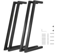 HOMCOM 4 Patas de Mesa de Acero para Mesa de Comedor 43x3x72 cm Negro | Muebles Industriales, Pies Ajustables, con Tornillos, para Banco