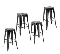 HOMCOM 4 Taburetes de Bar Apilables con Reposapiés 43x43x76 cm Negro | Estilo Industrial, Aptos para Interiores y Exteriores, Carga Hasta 120kg