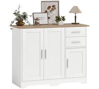 HOMCOM 40" Aparador Buffet Cocina Moderna, 2 cajones, 3 Puertas, Blanco