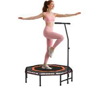 HOMCOM 48" Octagonal Mini Fitness Trampoline Rebounder Indoor Outdoor Foldable Mini Jumper with Adjustable Handle, Max Load 150 KG, Orange