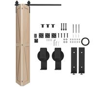 HOMCOM 4FT/122CM Herrajes para Puerta Corredera Plegable con Riel Negro