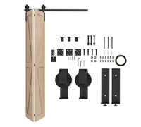 Homcom 4ft/122cm herrajes para puerta corredera plegable kit de puerta corrediza para 2 puertas con riel para granero negro 0.5 cm
