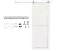 HOMCOM 5FT/150cm Kit de corredera para puerta de granero 80kg Plateado | Carril deslizante de acero inoxidable, colgador en T, para puerta de madera simple, admite espesor de más de 30 mm