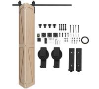 HOMCOM 5FT/152CM Herrajes para Puerta Corredera Plegable para 2 Puertas con Riel para Granero Negro