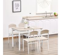 HOMCOM 5piezas Juego de comedor Mesa de cocina con estructura metálica Conjunto de comedor de asientos Conjunto de mesa de comedor con de madera MDF + Metal + con 1 mesa + 4 sillas