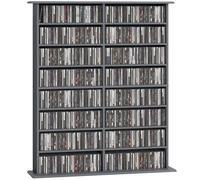 HOMCOM 720 CD/396 DVD Storage Unit, 396 Blu-ray Media Storage Shelf with 16 Compartments and 12 Adjustable Shelves, CD Tower for Living Room, Bedroom, Office, Gris