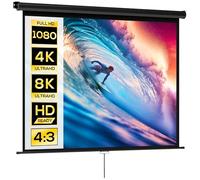 HOMCOM 84 Pulgadas 4K HD Formato 4:3, Altura Ajustable Manual, Pantalla de proyector, ángulo Ancho de 160 Grados, Pantalla de proyector para el hogar, casa, Cine, Oficina, Negro