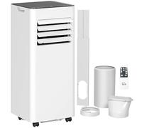 HOMCOM Acondicionador de aire portátil 7000 BTU/H 3 en 1 refrigeración, ventilador, deshumidificador, modo de espera, temporizador 24H, 2 velocidades y mando a distancia, kit de escape incluido,