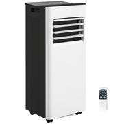 HOMCOM Aire Acondicionado Portátil 3 en 1 9000 BTU Enfriador Ventilador Deshumidificador 24,1 L/Día con Control Remoto Pantalla LED Temporizador 24h 2 Velocidades para Habitación 28m² Blanco y Negro