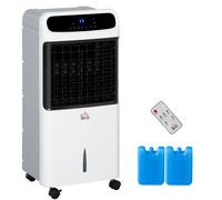 HOMCOM Aire Acondicionado Humidificador Enfriador de Aire con Ruedas Depósito de 12L Control 3 Modos 3 Velocidades 38x35x81 cm Blanco Aosom España