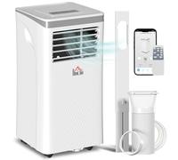 HOMCOM Aire Acondicionado Móvil 10000 BTU, Aire Acondicionado Portátil 4 en 1 Refrigeración, Deshumidificador, Ventilador, Modo Nocturno, WiFi, App & Vocal, Mando a distancia, Temporizador 24H, 2