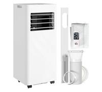 HOMCOM Aire Acondicionado Portátil 3 en 1 9000 BTU Enfriador Ventilador Deshumidificador 24,1 L/Día con Control Remoto Pantalla LED Temporizador 24h 2 Velocidades para Habitación 28m² Blanco