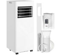 HOMCOM Aire Acondicionado Portátil 3 en 1 9000 BTU Enfriador Ventilador Deshumidificador 24,1 L/Día con Control Remoto Pantalla LED Temporizador 24h 2 Velocidades para Habitación 28m² Blanco
