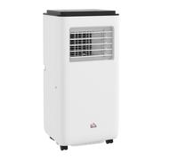 Homcom aire acondicionado portátil 5 en 1 10000 btu 2900w enfriador ventilador deshumidificador 26 l/día con control remoto pantalla led temporizador 24h 2 velocidades para habitación 35m² blanco 70.4