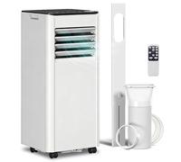 HOMCOM Aire Acondicionado Portátil 9000 BTU, Climatizador Portátil 4 en 1 Enfriamiento, Deshumidificador, Ventilador, Temporizador, Control Remoto, Pantalla LED, para 28 m², Blanco