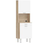 HOMCOM Alacena Alta 174 cm Aparador Cocina con 2 puertas cajón y encimera 55x40x174 cm para Comedor Blanco Natural Aosom España