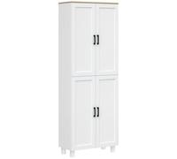 HOMCOM Armario de Cocina Multifuncional con 4 Puertas y Estantes Ajustables 60x30x171 cm Blanco Aosom España