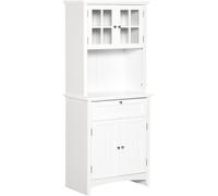 HOMCOM Aparador Alacena de Cocina Mueble Auxiliar para Microondas con 2 Armarios y Cajón 68,6x40x164 cm Blanco Aosom España
