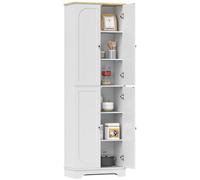 HOMCOM Alacena de Cocina Alta, Mueble Auxiliar de Cocina con 4 Puertas, Estantes Ajustables, para Comedor, Salón, Blanco, 60x30x183 cm