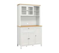 HOMCOM Alacena de Cocina Alta, Mueble Auxiliar de Cocina, con 5 Puertas, Estante Ajustable, Cajón, Encimera Abierta de Microondas, Orificio para Cable, 100x40x180 cm, para Comedor, Salón, Blanco