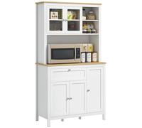 HOMCOM Alacena de Cocina Mueble Auxiliar de Cocina con 5 Puertas Estante Ajustable y Encimera de Microondas 100x40x180cm Blanco Aosom España