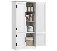 HOMCOM Alacena de Cocina Aparador Alto con 4 Puertas Estantes Ajustables Diseño Moderno 60x30x123 cm Blanco Aosom España