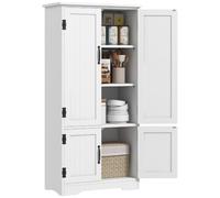 HOMCOM Alacena de Cocina Aparador Alto de Cocina 60x30x123 cm Blanco | Mueble Auxiliar, 4 Puertas, Estantes Ajustables, para Salón Baño