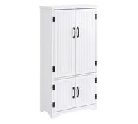 HOMCOM Alacena de Cocina Aparador Alto de Cocina Mueble Auxiliar con 4 Puertas y Estantes Ajustables para Salón Baño 60x30x123 cm Blanco