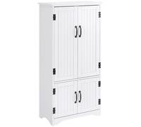 HOMCOM Alacena de Cocina Aparador de Cocina Mueble Auxiliar con 4 Puertas y Estantes Ajustables para Salon Baño 60x30x123 cm