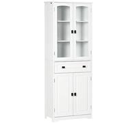 HOMCOM Alacena de Cocina Aparador de Comedor 4 Puertas 60x30x160 cm Blanco