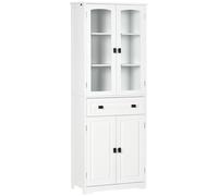 HOMCOM Alacena de Cocina Aparador de Comedor Mueble Auxiliar con 4 Puertas 1 Cajón y 2 Estantes Ajustables para Salón 60x30x160 cm