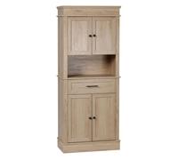 HOMCOM Armario de Cocina Alacena Moderno con 4 Puertas 1 Cajón Estante Abierto Mueble Auxiliar para Microondas 74x395x183 cm Roble Aosom España
