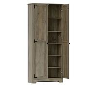 HOMCOM Alacena de Cocina Armario de Cocina Armario de Almacenaje con 2 Puertas y Estantes Ajustables para Comedor Salón 78x31,5x182 cm Marrón Grisáceo