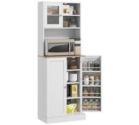 HOMCOM Alacena de Cocina, Armario de Cocina con 3 Puertas, Estantes Regulables y 8 Compartimentos en la Puerta, para Salón, Comedor, 60x35x169 cm, Blanco