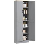 HOMCOM Alacena de Cocina Armario de Cocina Mueble Auxiliar con Puertas y Estantes Ajustables Antivuelco para Comedor Salón 60x30x171 cm Gris